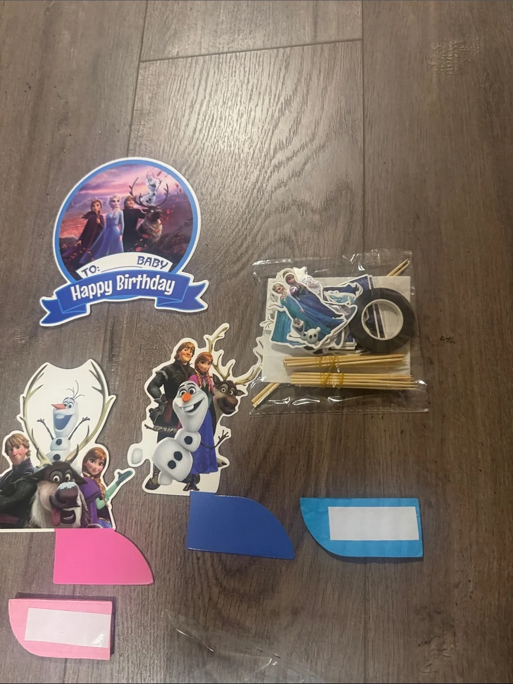 ***2/$15*** Frozen Birthday Cake Toppers and Banner Pieces - Blue, Pink, White